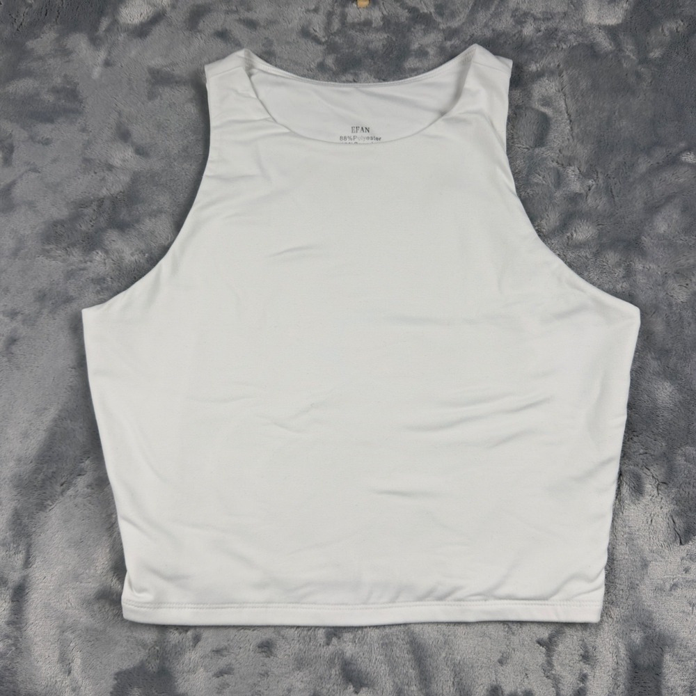 EFAN Womens White High Neck Cropped Tank Top Size S Athletic Racerback Top